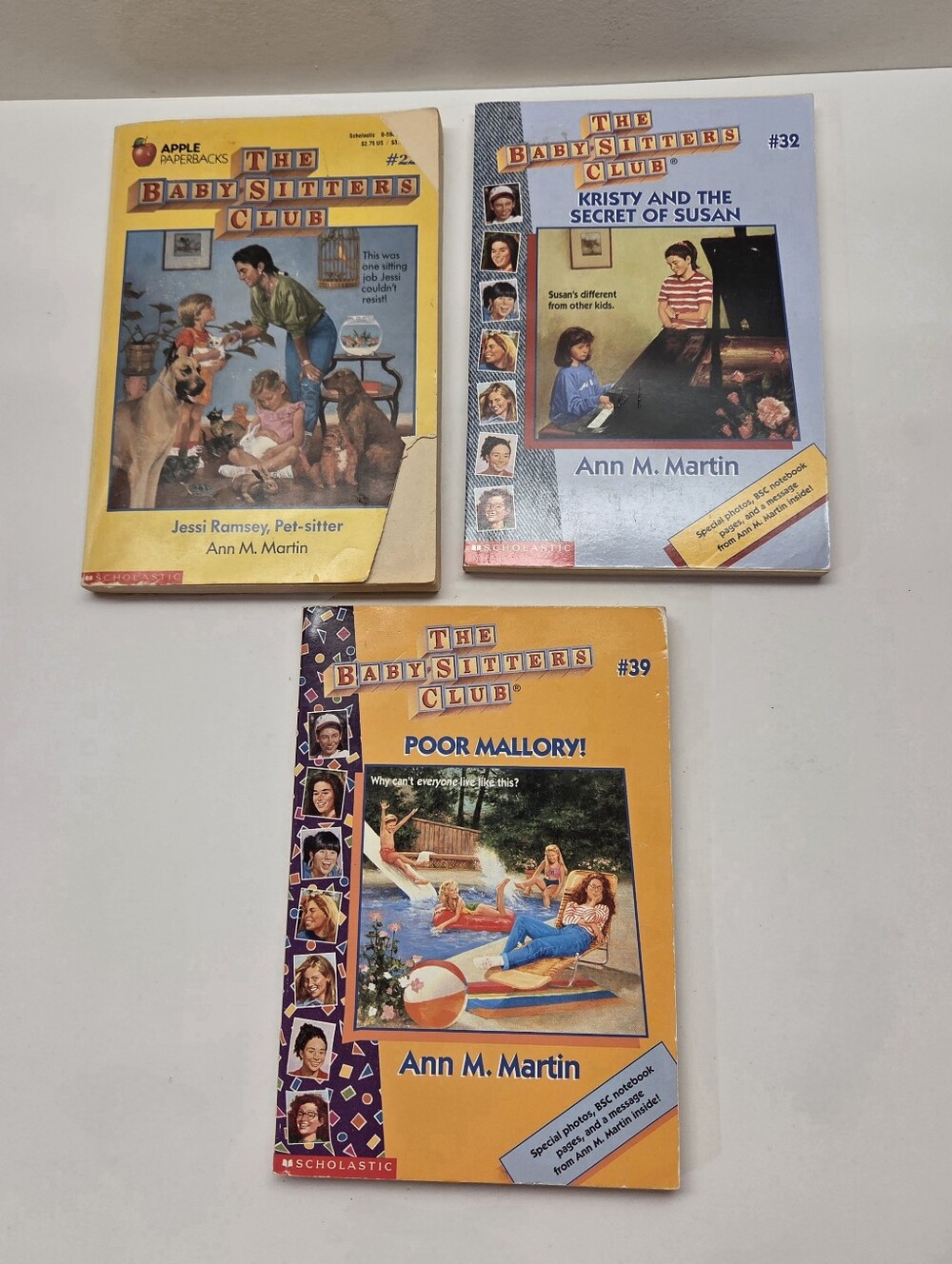 Baby-Sitters Club Vintage Book Bundle #22 #32 #39 Ann Martin 90s Summer